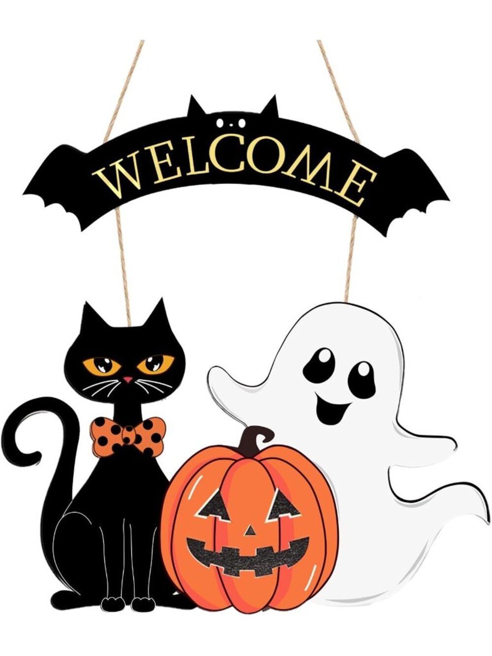Halloween Decoration Wooden Ghost Door Wreath for Front Door Sign Wall Signs